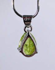 Natural Peridot and Silver Teardop Pendant.