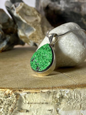 A Rare Green Garnet (Uvarovite) and Silver Pendant