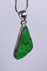 A Rare Green Garnet (Uvarovite) and Silver Pendant