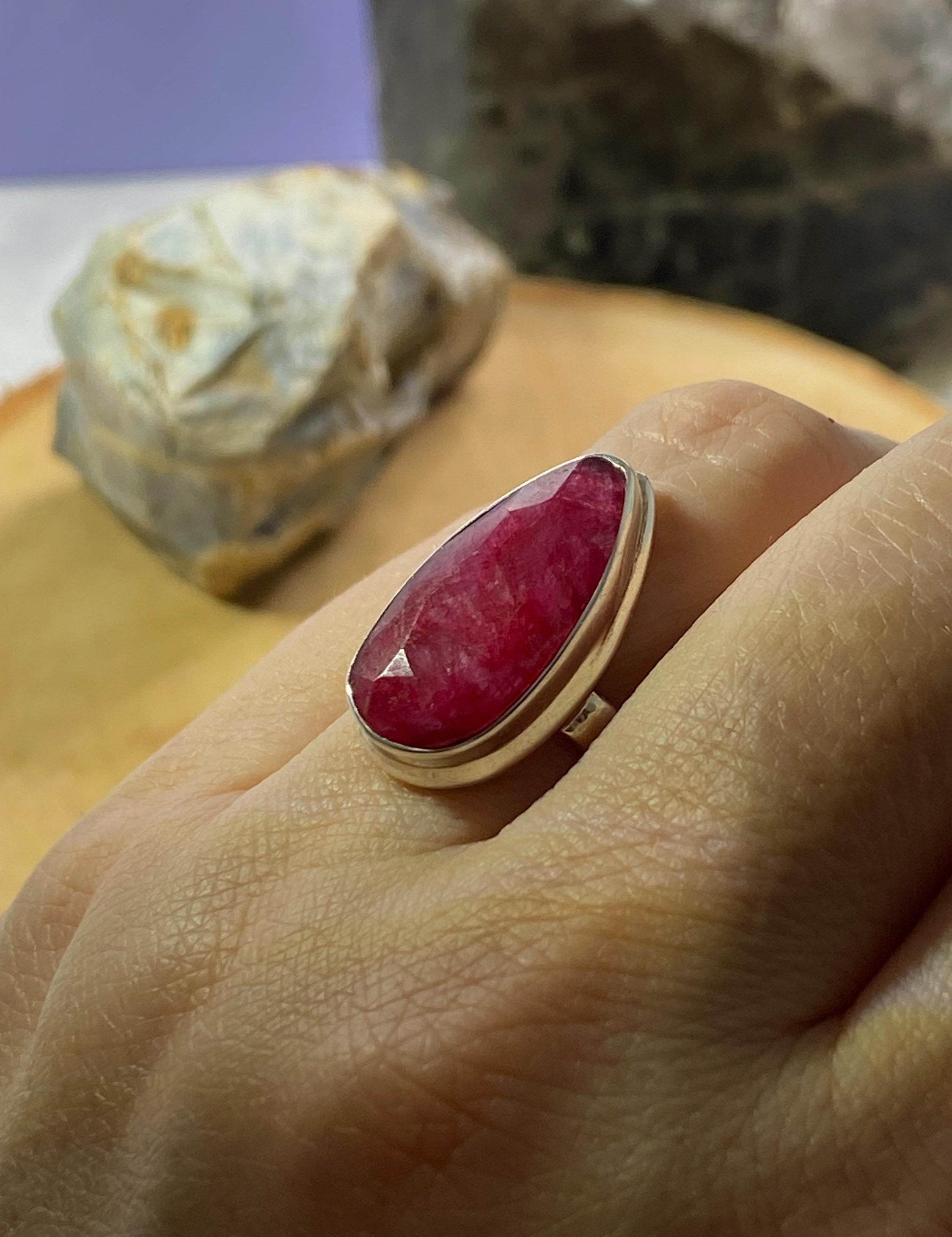 Raw Ruby and Silver Ring (M09)