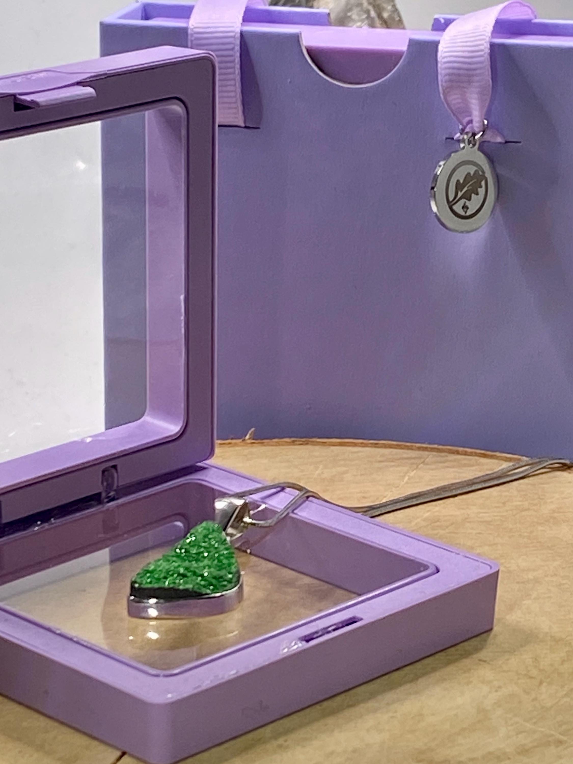 A Rare Green Garnet (Uvarovite) and Silver Pendant