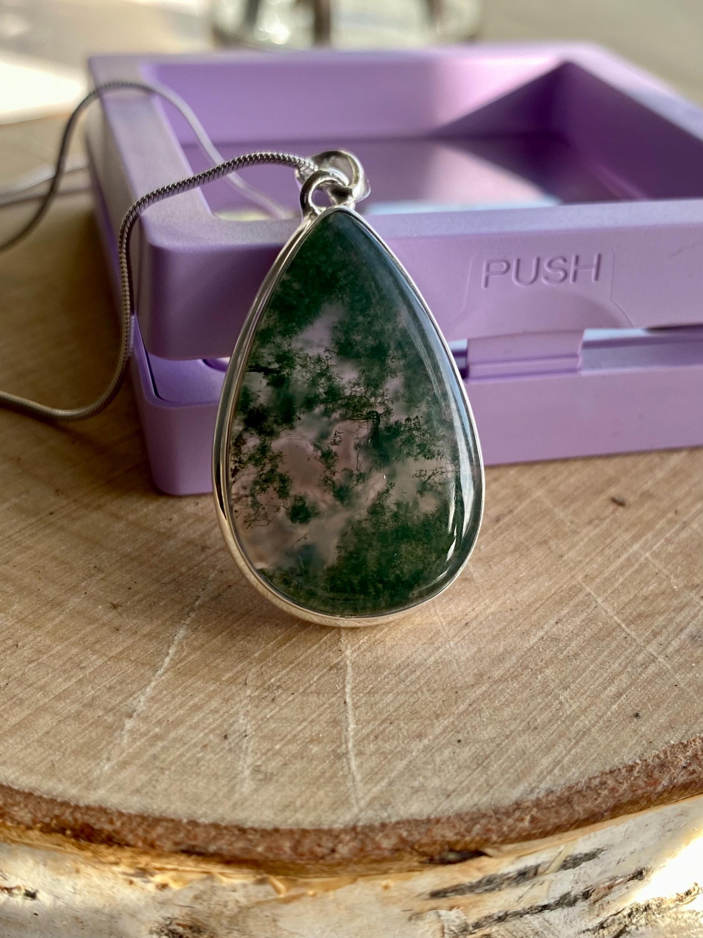 Moss Agate Silver Pendant