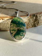 Moss Agate Silver Pendant