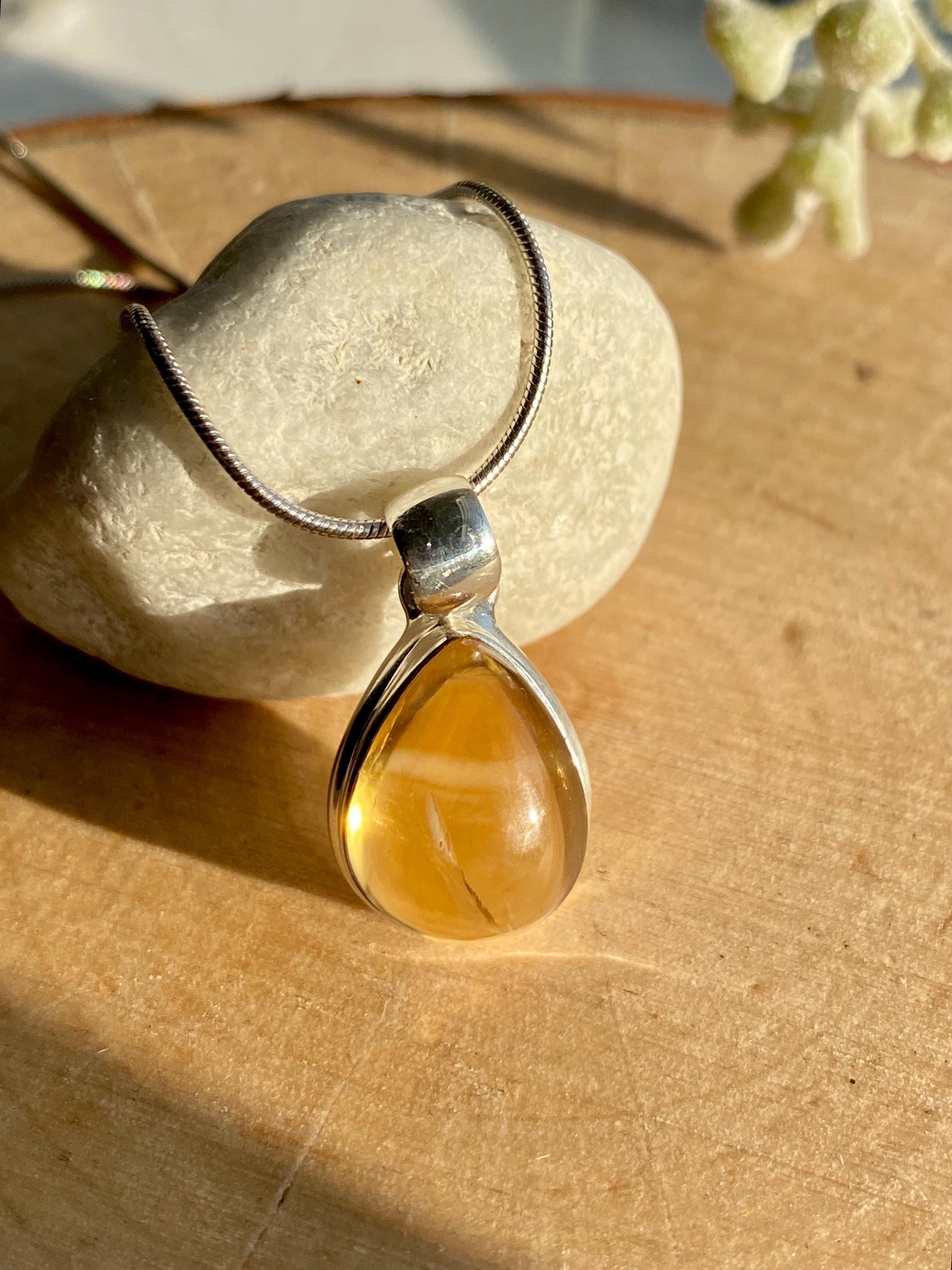 Teardrop Citrine 925 Sterling Silver Pendant