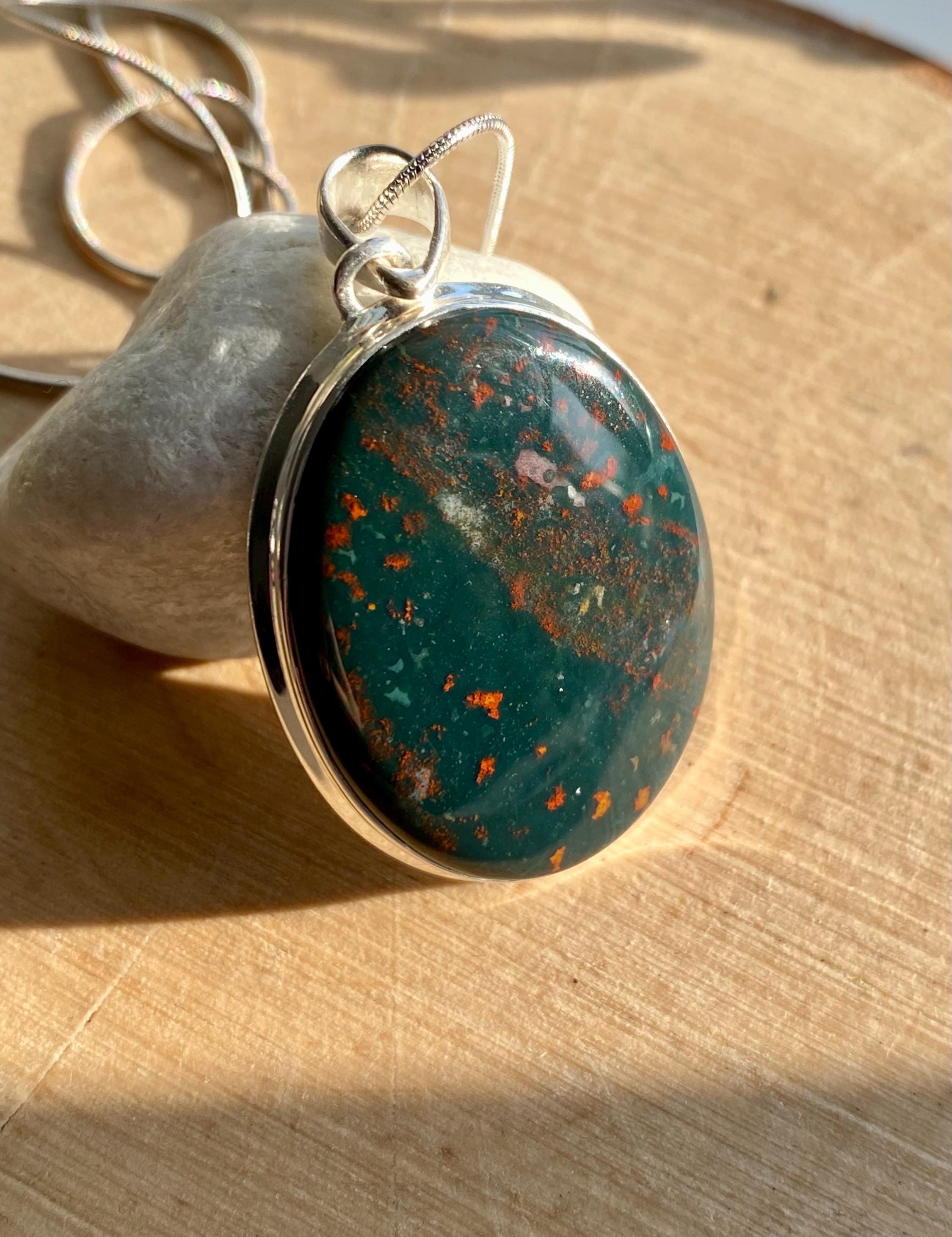 African Dragon Bloodstone and silver Pendant