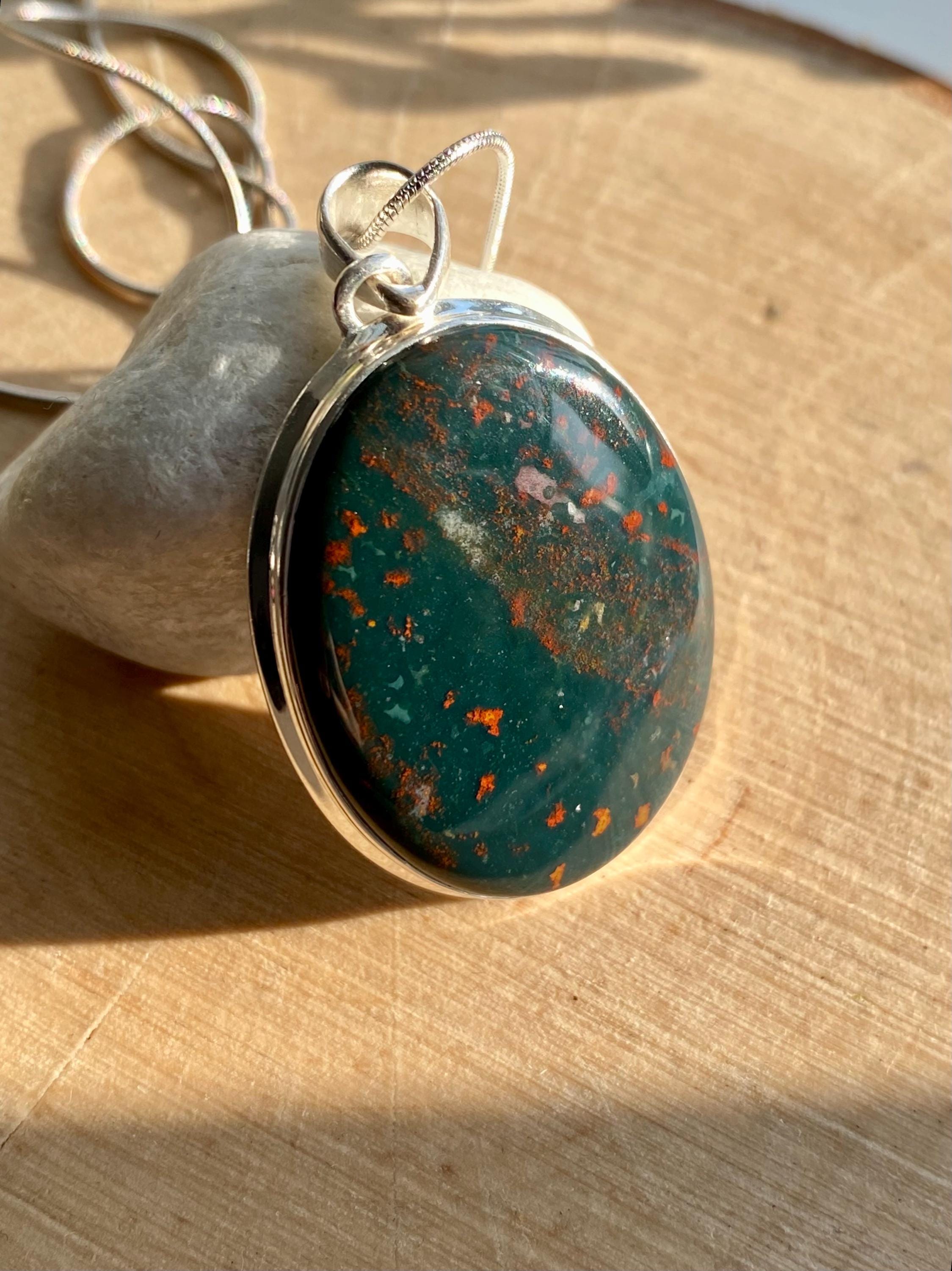 African Dragon Bloodstone and silver Pendant