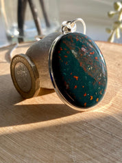 African Dragon Bloodstone and silver Pendant