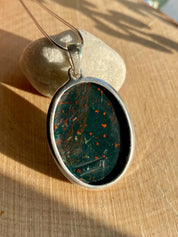 African Dragon Bloodstone and silver Pendant