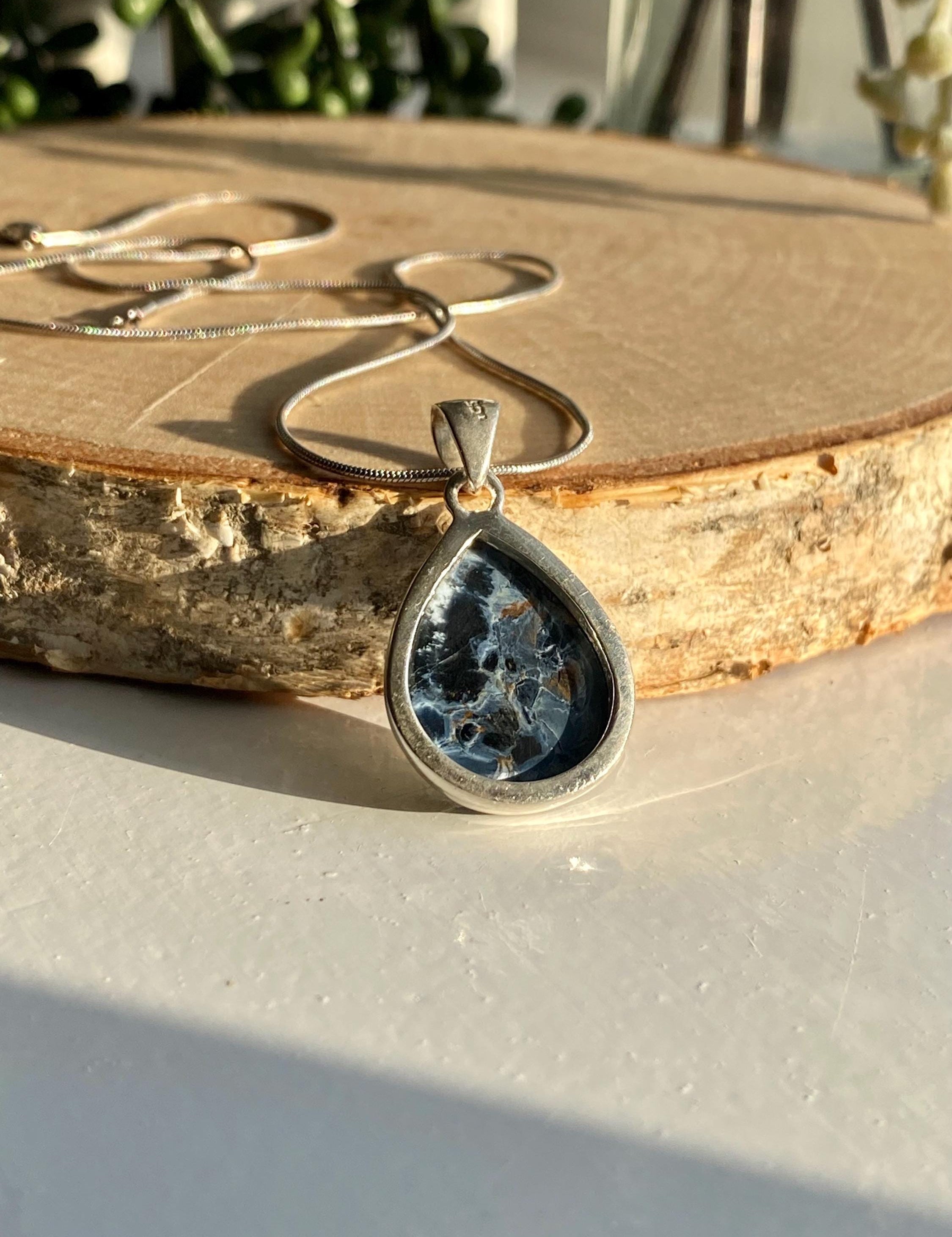 Pietersite Sterling Silver Teardrop Pendant