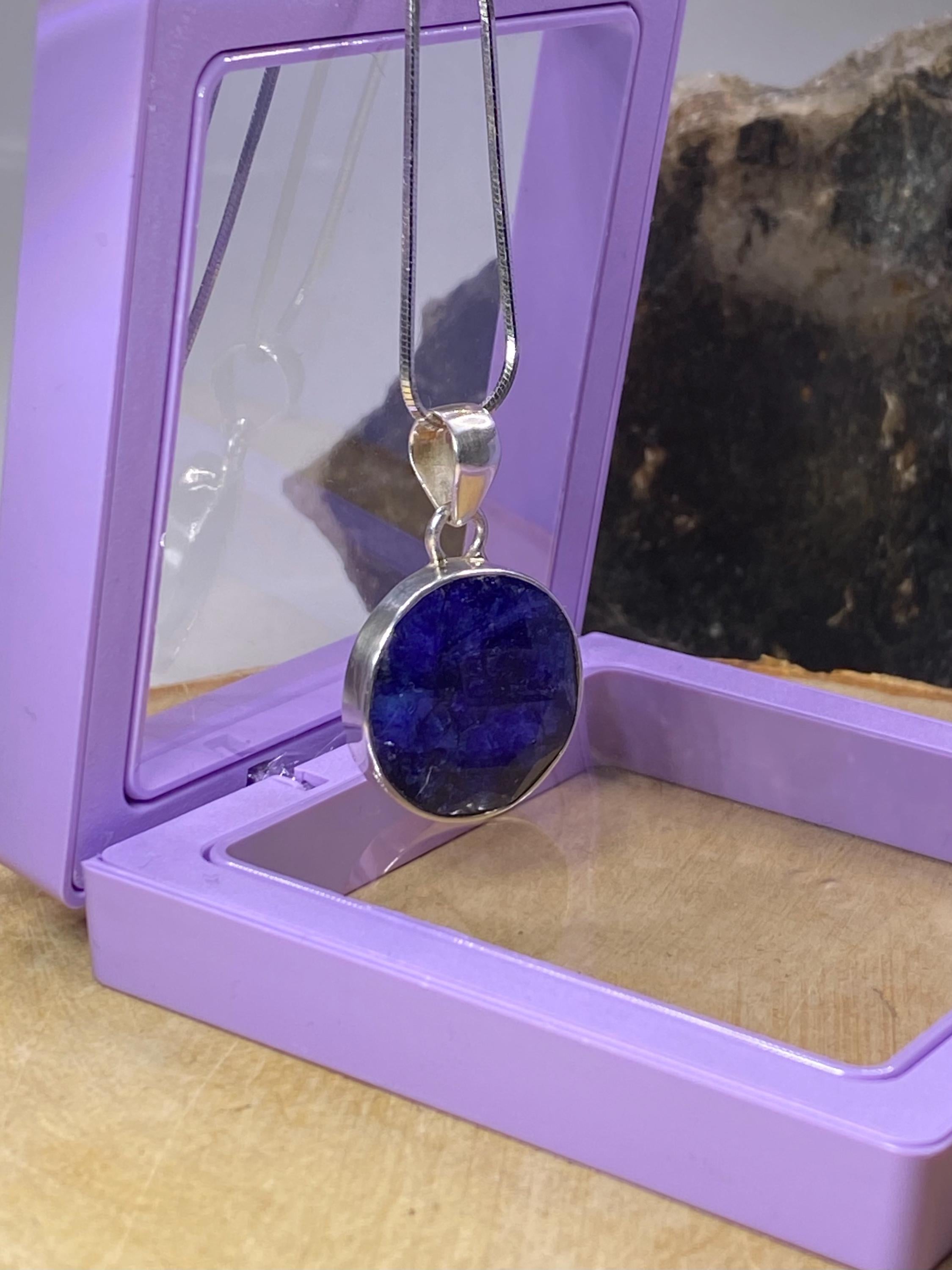 Raw Sapphire and Silver Pendant (M09)