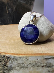 Raw Sapphire and Silver Pendant (M09)