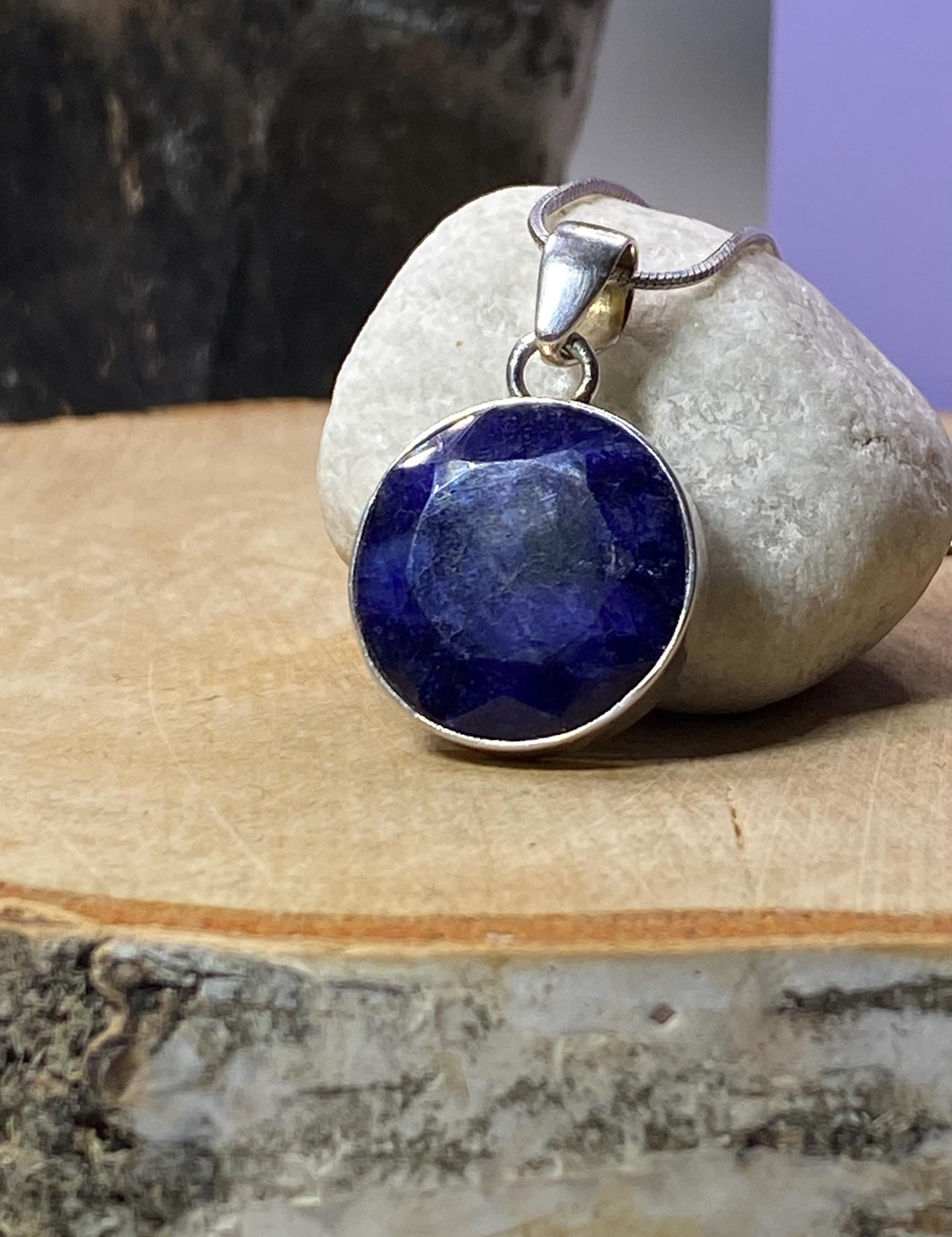Raw Sapphire and Silver Pendant (M09)