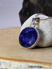 Raw Sapphire and Silver Pendant (M09)