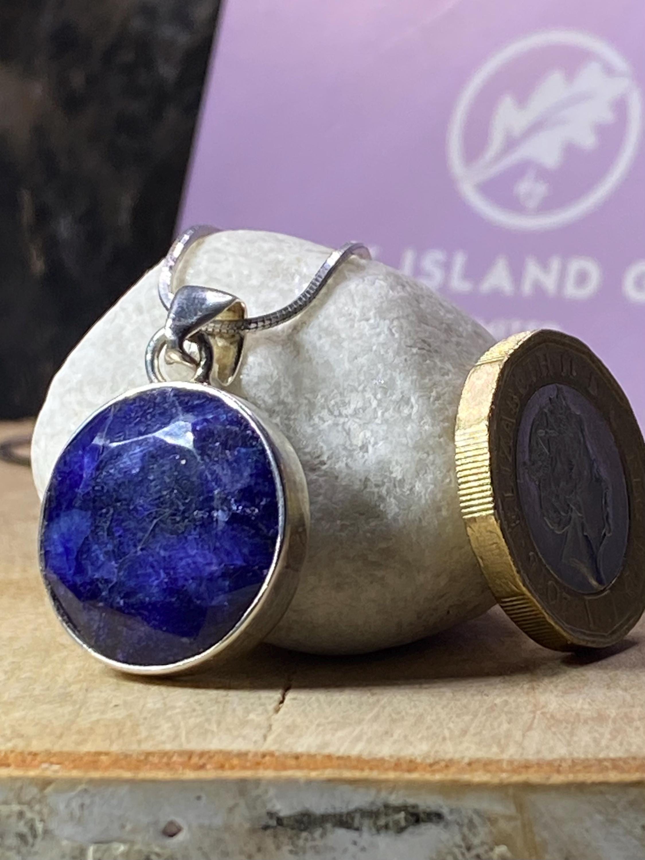 Raw Sapphire and Silver Pendant (M09)