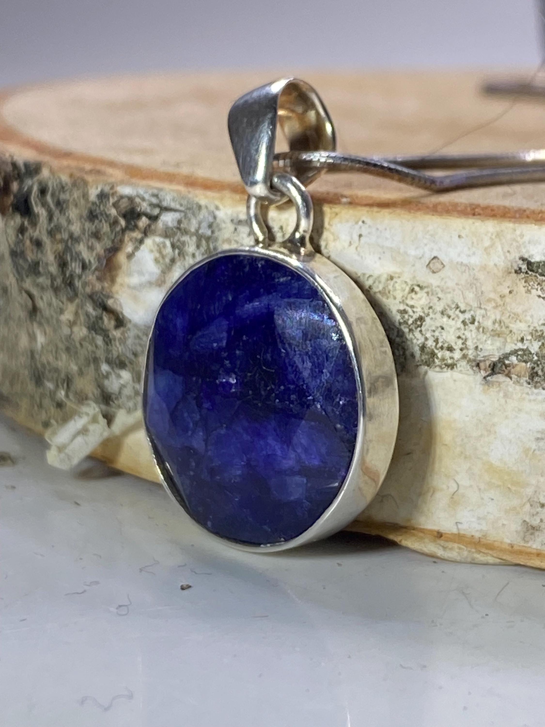 Raw Sapphire and Silver Pendant (M09)