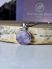 Natural Lepidolite and Silver Pendant