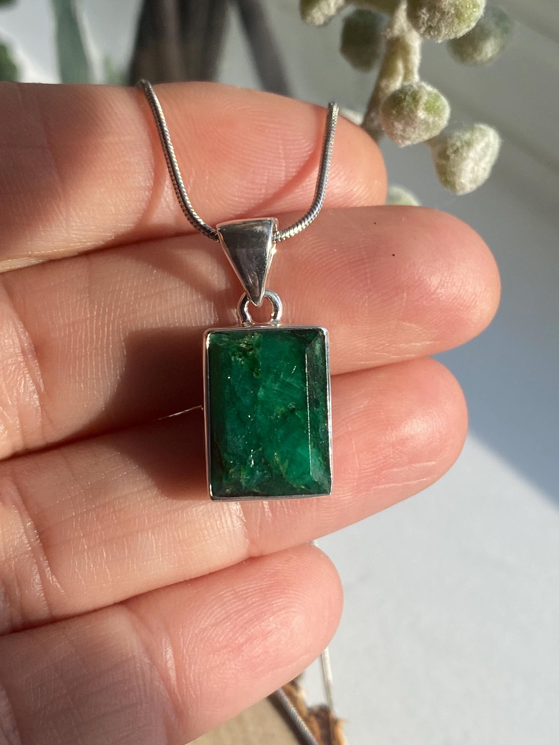 Emerald and Sterling Silver Pendant
