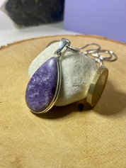 Natural Lepidolite and Silver Pendant