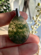 Moss Agate Silver Pendant