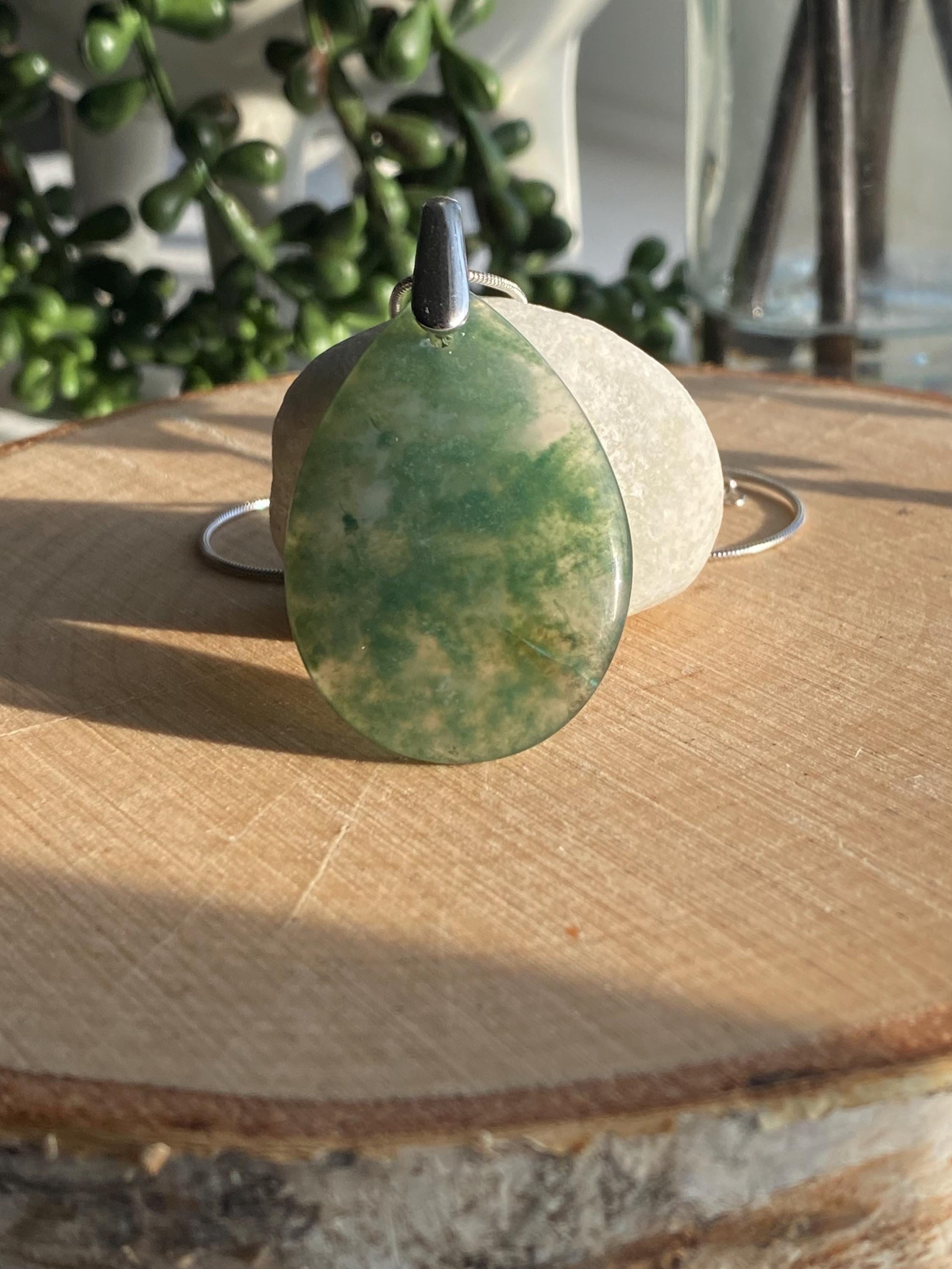 Moss Agate Silver Pendant
