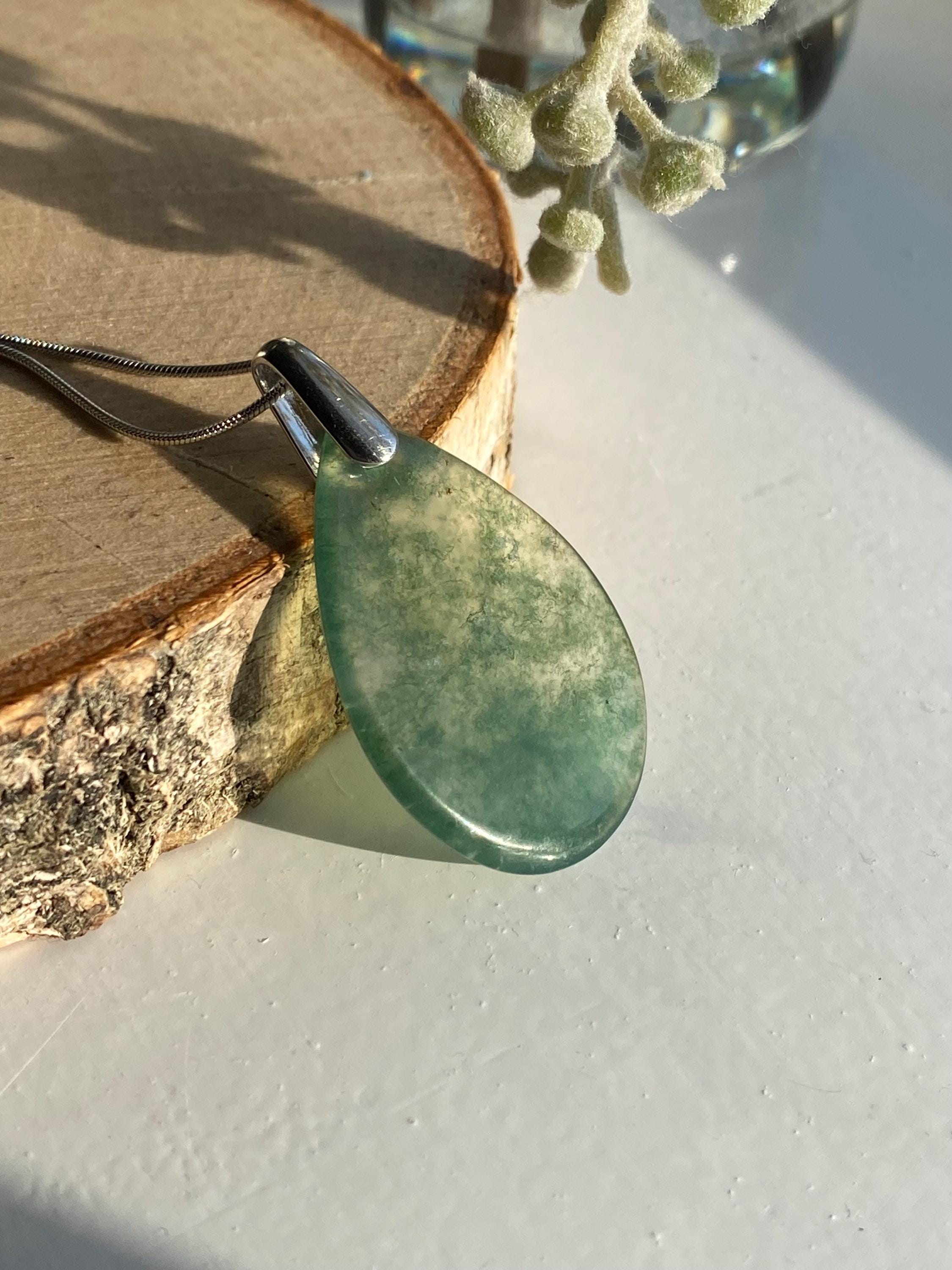 Moss Agate Silver Pendant