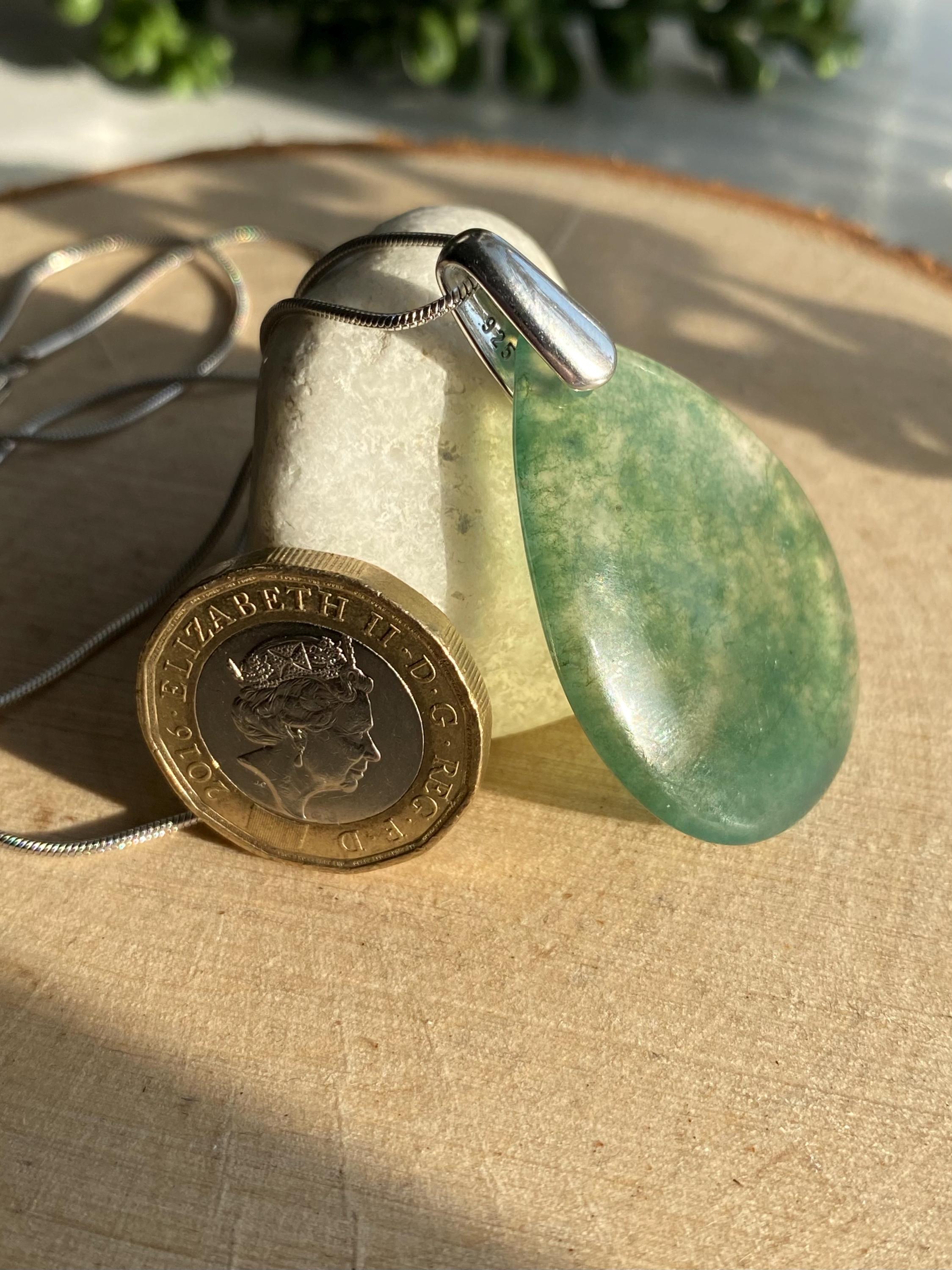 Moss Agate Silver Pendant