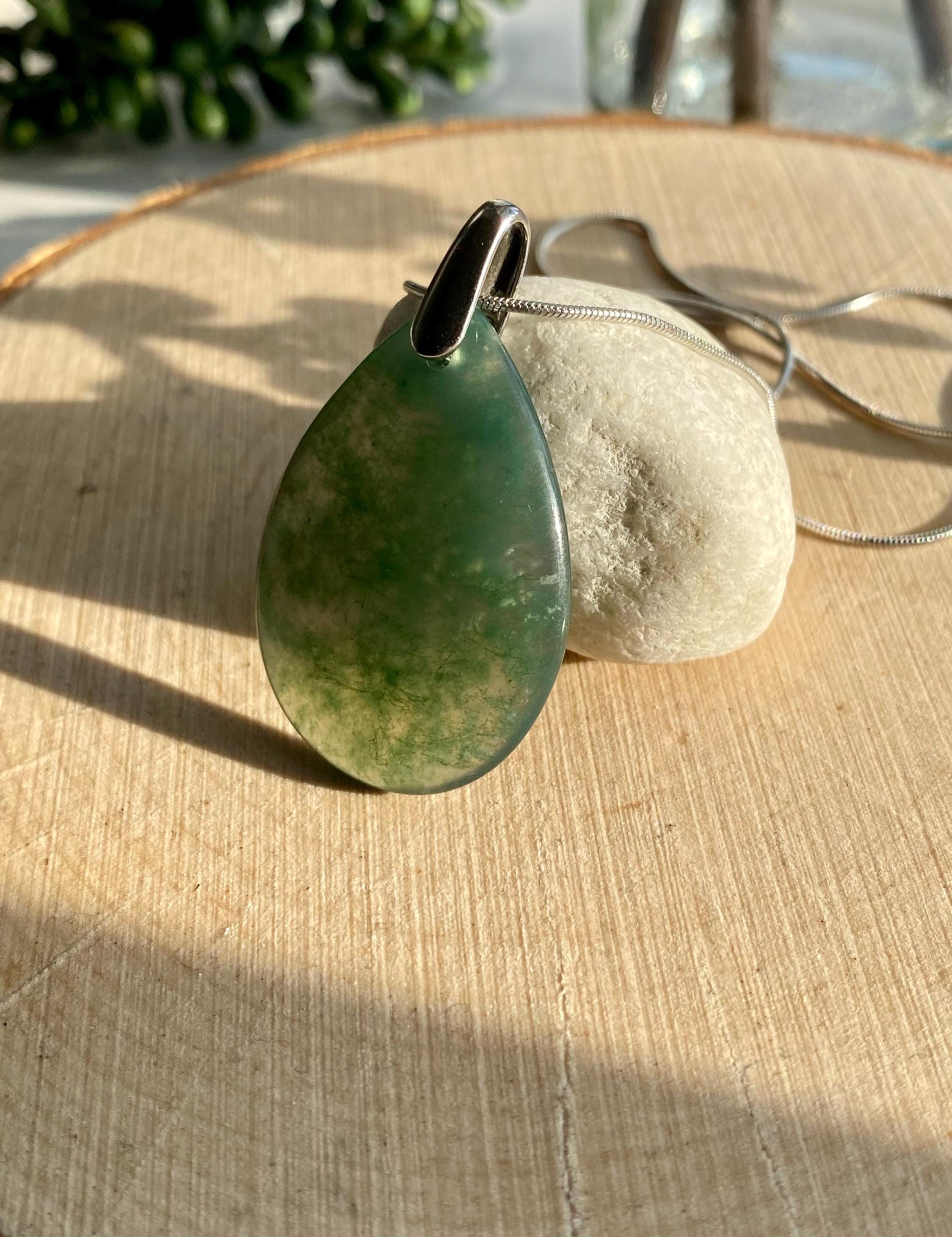 Moss Agate Silver Pendant