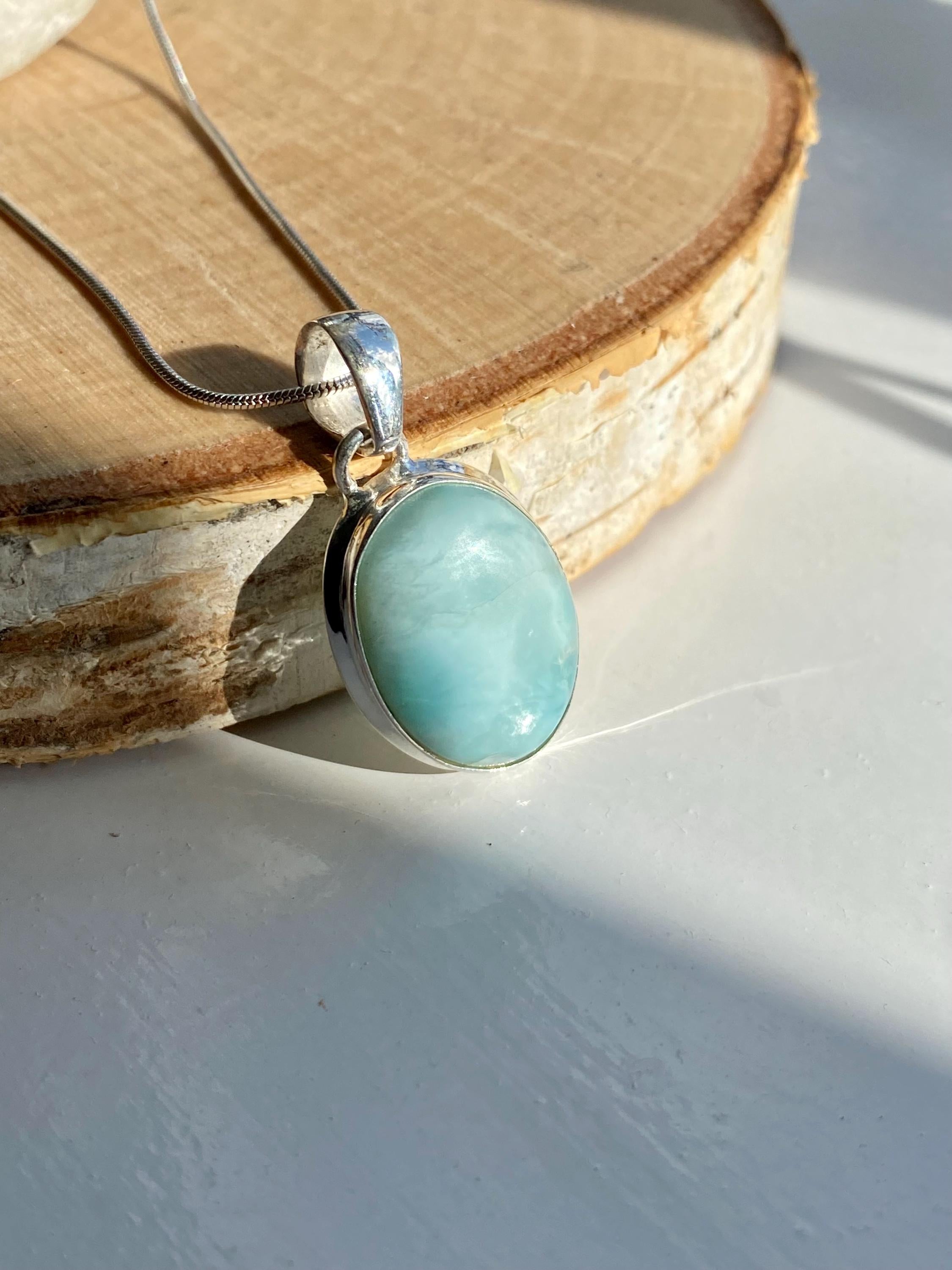 Dominican Larimar Sterling Silver Pendant
