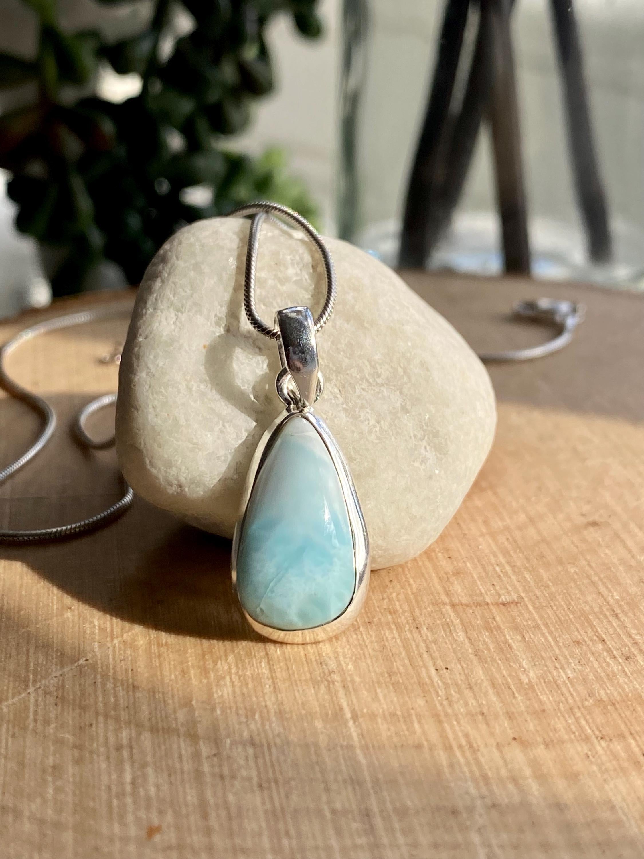 Dominican Larimar Sterling Silver Pendant