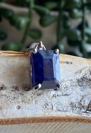 Raw Sapphire and Silver Pendant