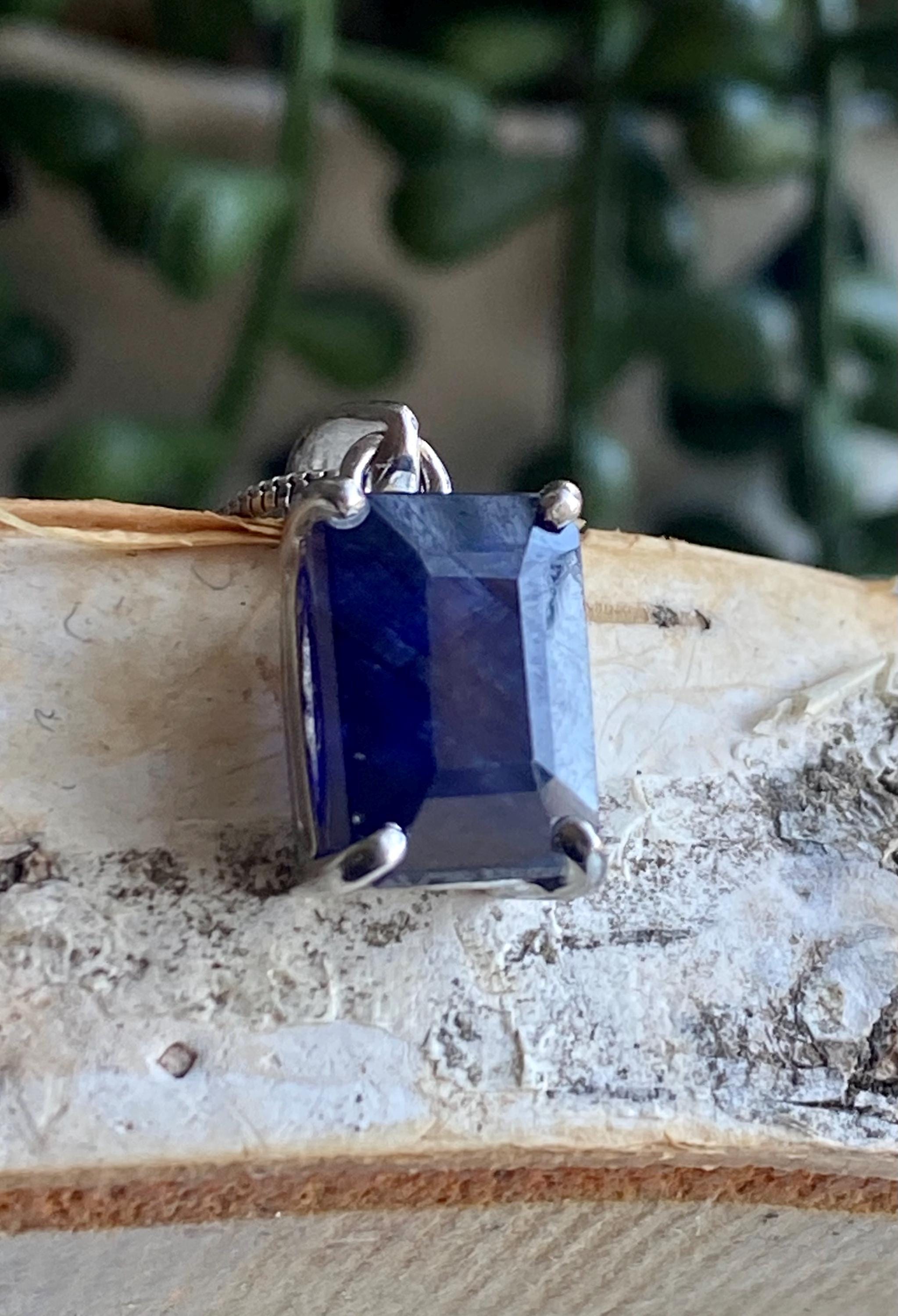 Raw Sapphire and Silver Pendant