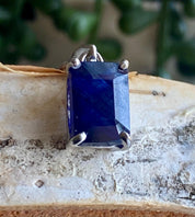 Genuine Raw Sapphire Sterling Silver Pendant