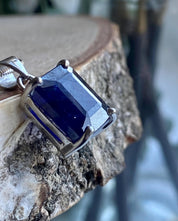 Raw Sapphire and Silver Pendant