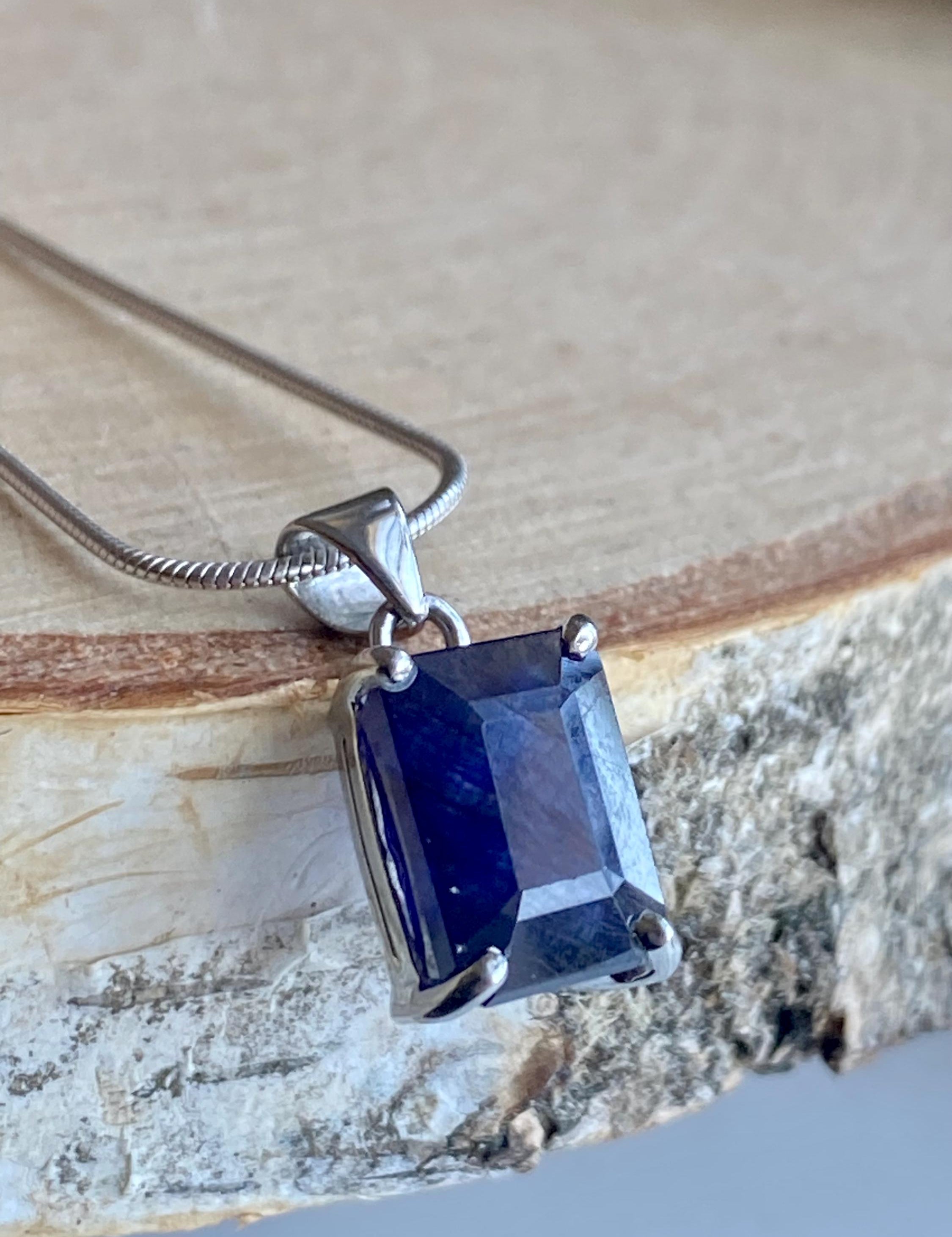 Raw Sapphire and Silver Pendant
