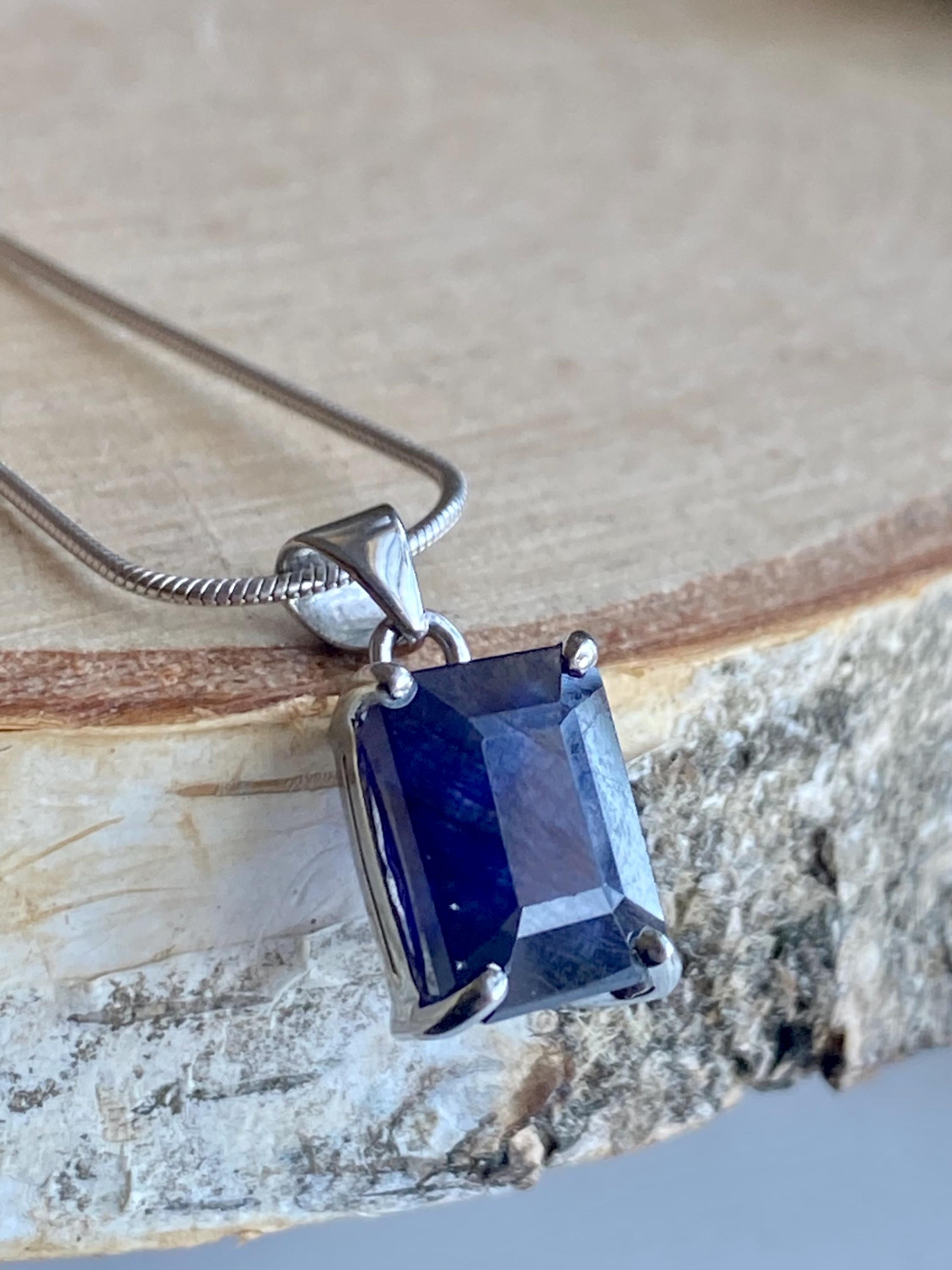 Raw Sapphire and Silver Pendant
