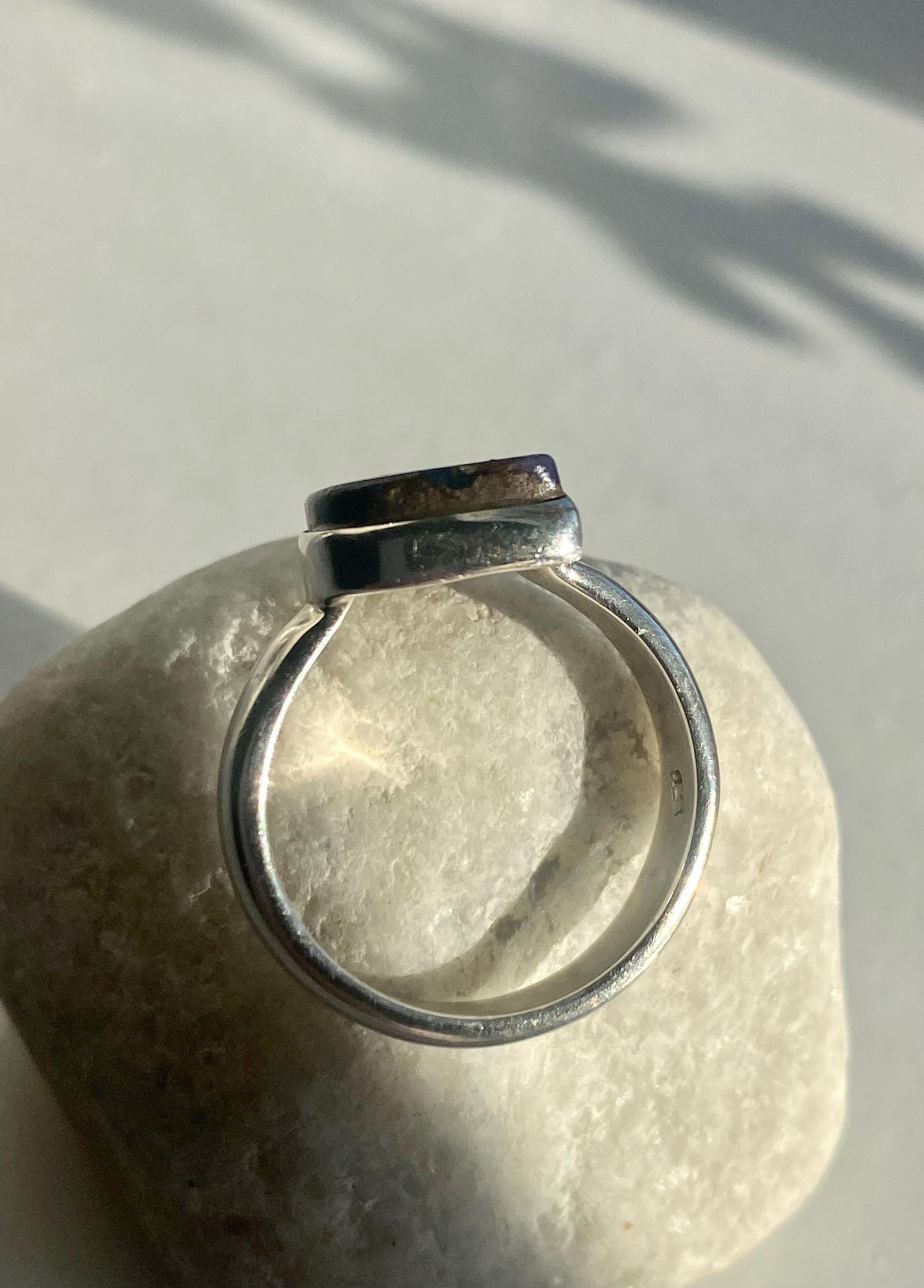 A Natural Australian Boulder Opal and Silver Ring