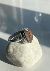 A Natural Australian Boulder Opal and Silver Ring