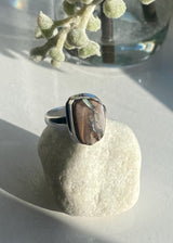 A Natural Australian Boulder Opal and Silver Ring