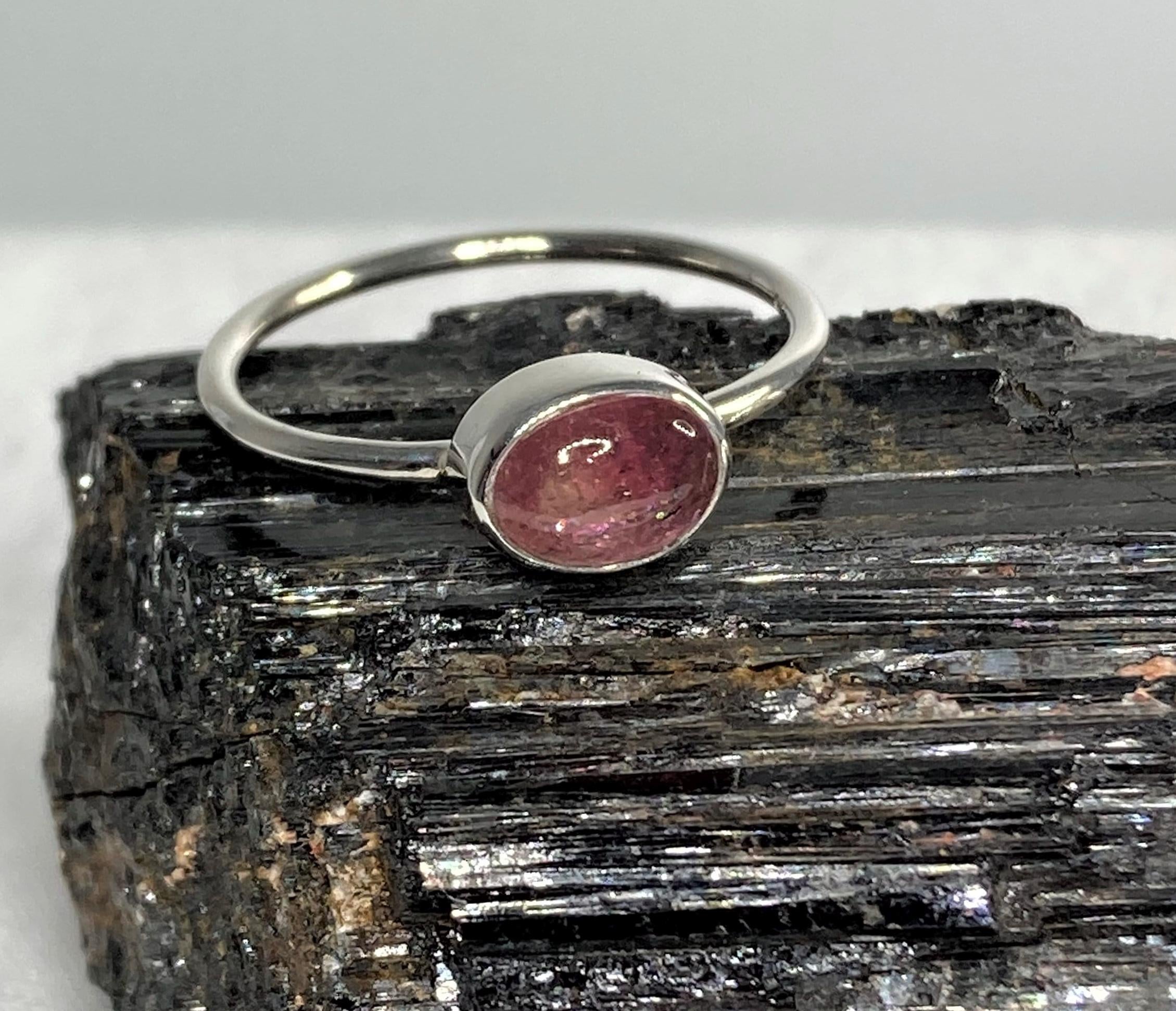 Purple Tourmaline Sterling Silver Oval Ring