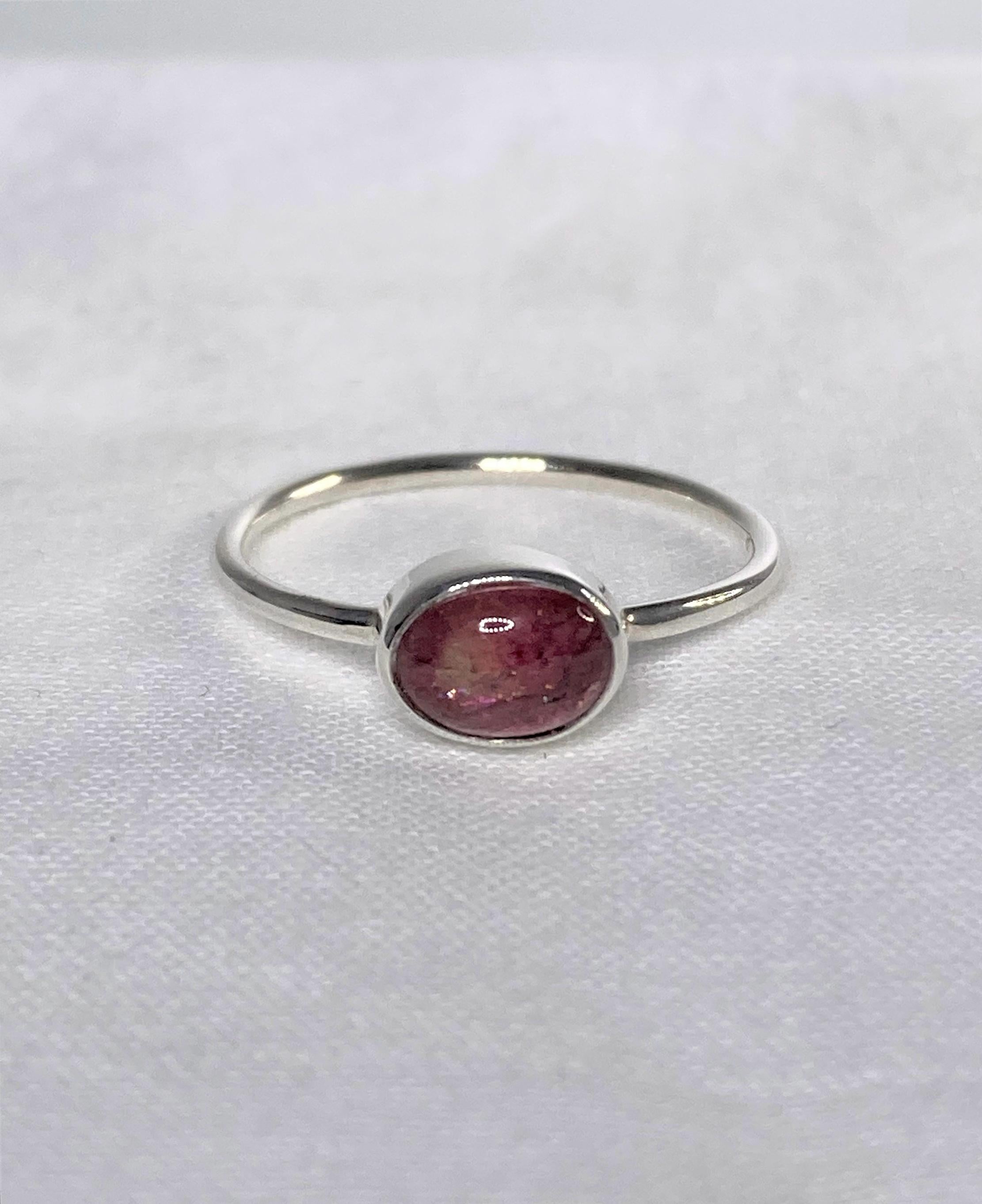 Purple Tourmaline Sterling Silver Oval Ring