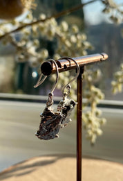 Meteorite Campo Del Cielo Silver Dangle Earrings