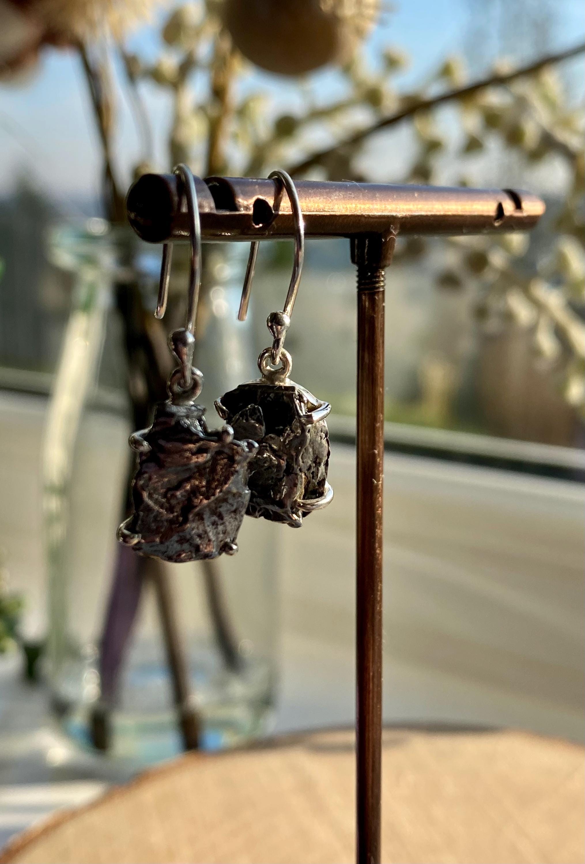 Meteorite Campo Del Cielo Silver Dangle Earrings