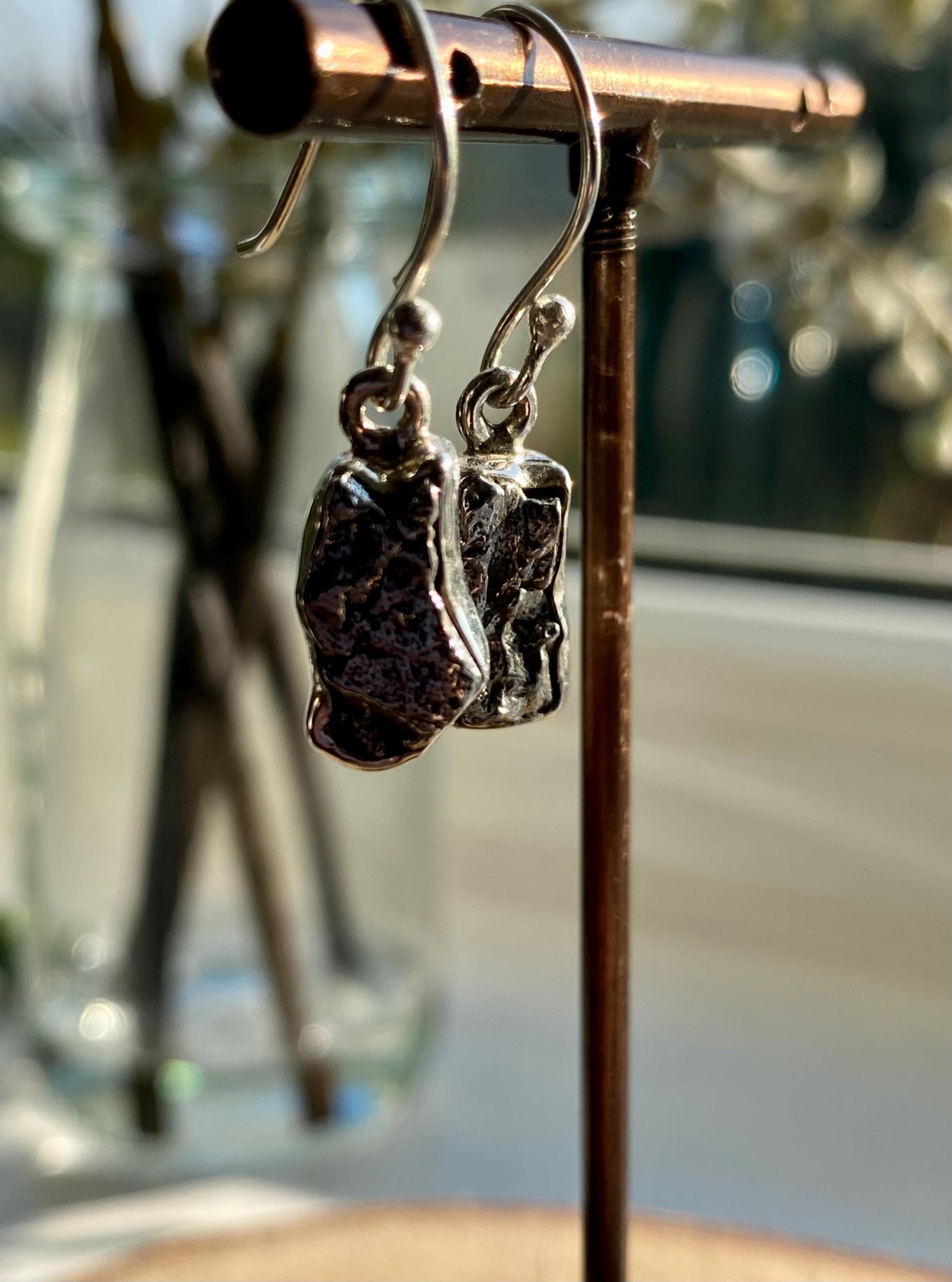 Meteorite Campo Del Cielo Sterling Silver Dangle Earrings