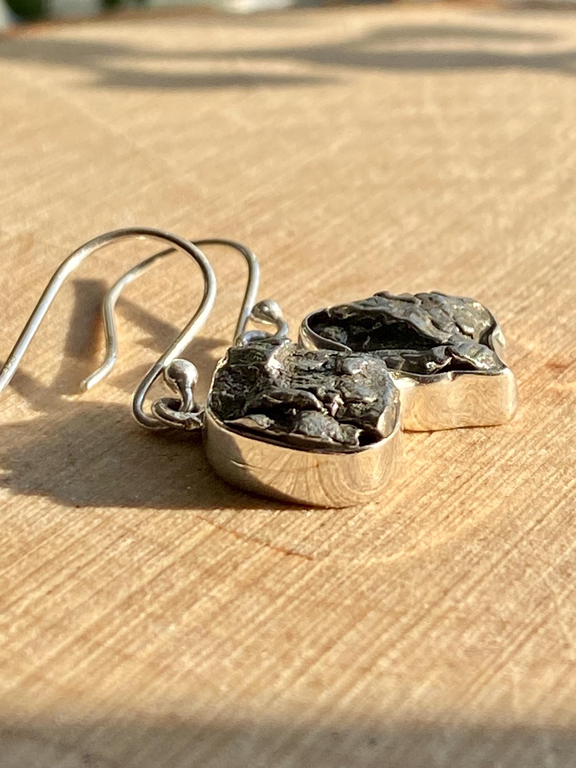 Meteorite Campo Del Cielo Sterling Silver Dangle Earrings