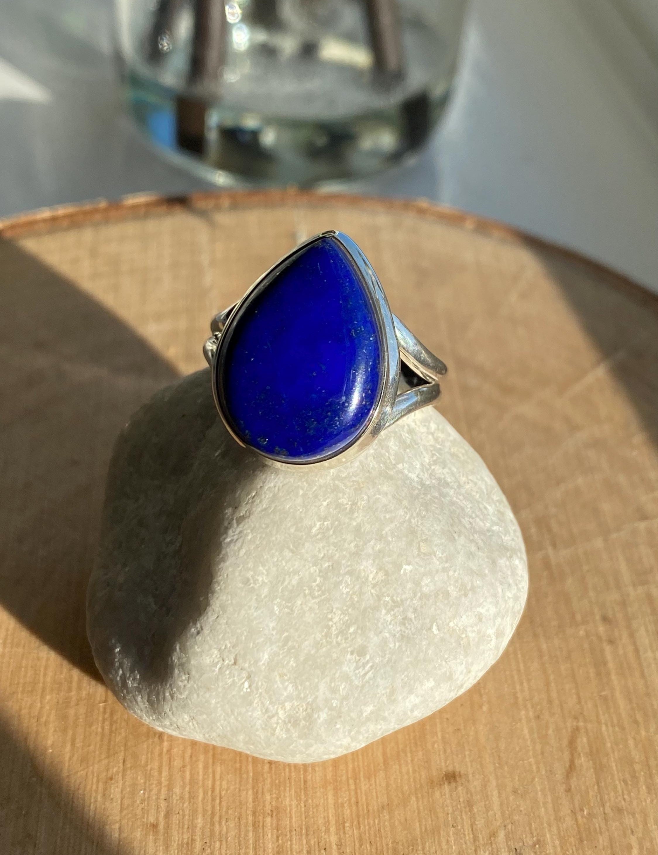 Natural Lapis Lazuli and Silver Ring (UV2756)
