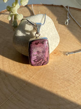 Purple Rectangle Sugilite Sterling Silver Pendant