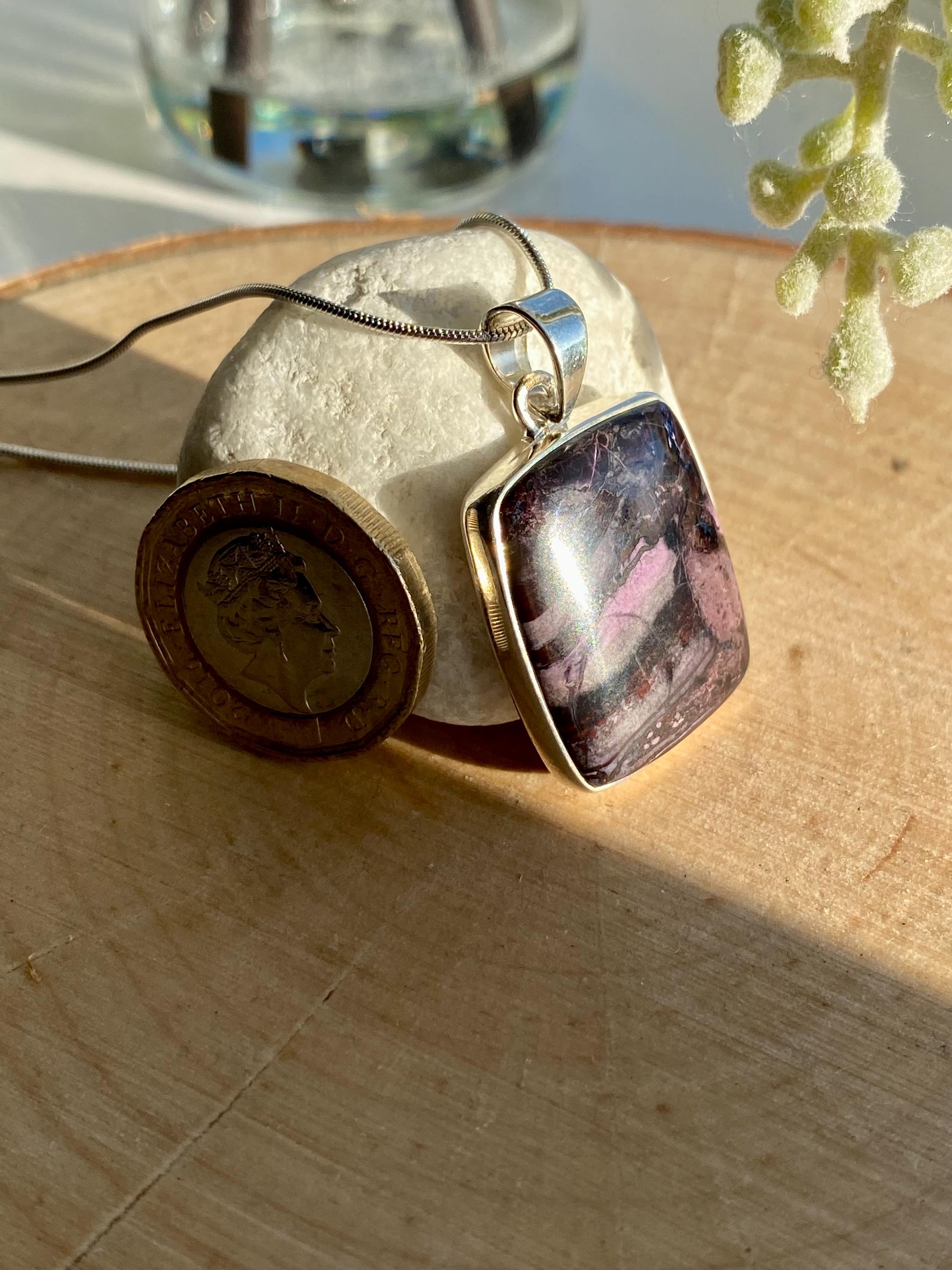 High Quality Sugilite and Silver Pendant