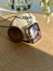 Sugilite Pendant: Rectangle Sterling Silver, South African Gemstone