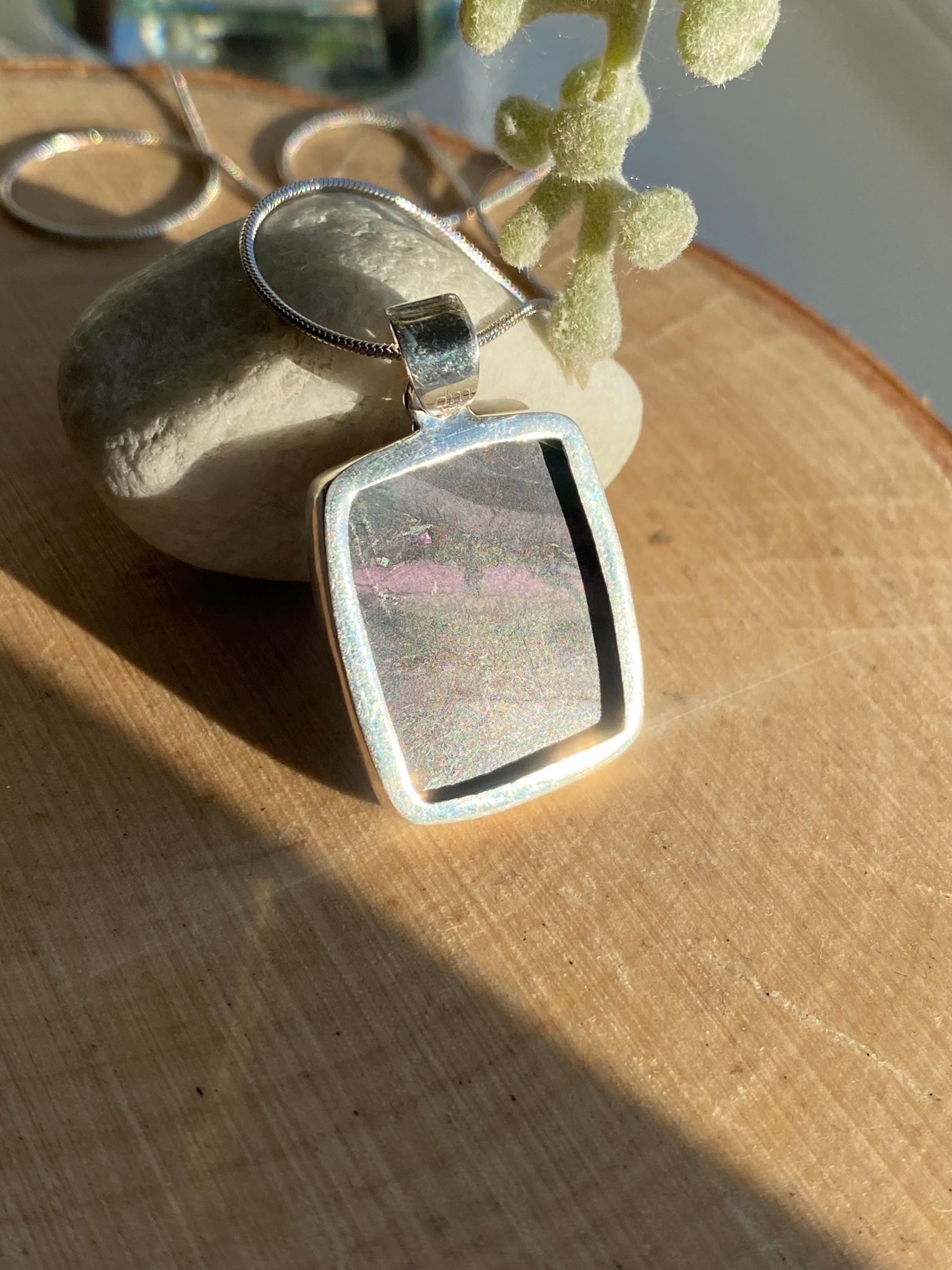 Sugilite Pendant: Rectangle Sterling Silver, South African Gemstone