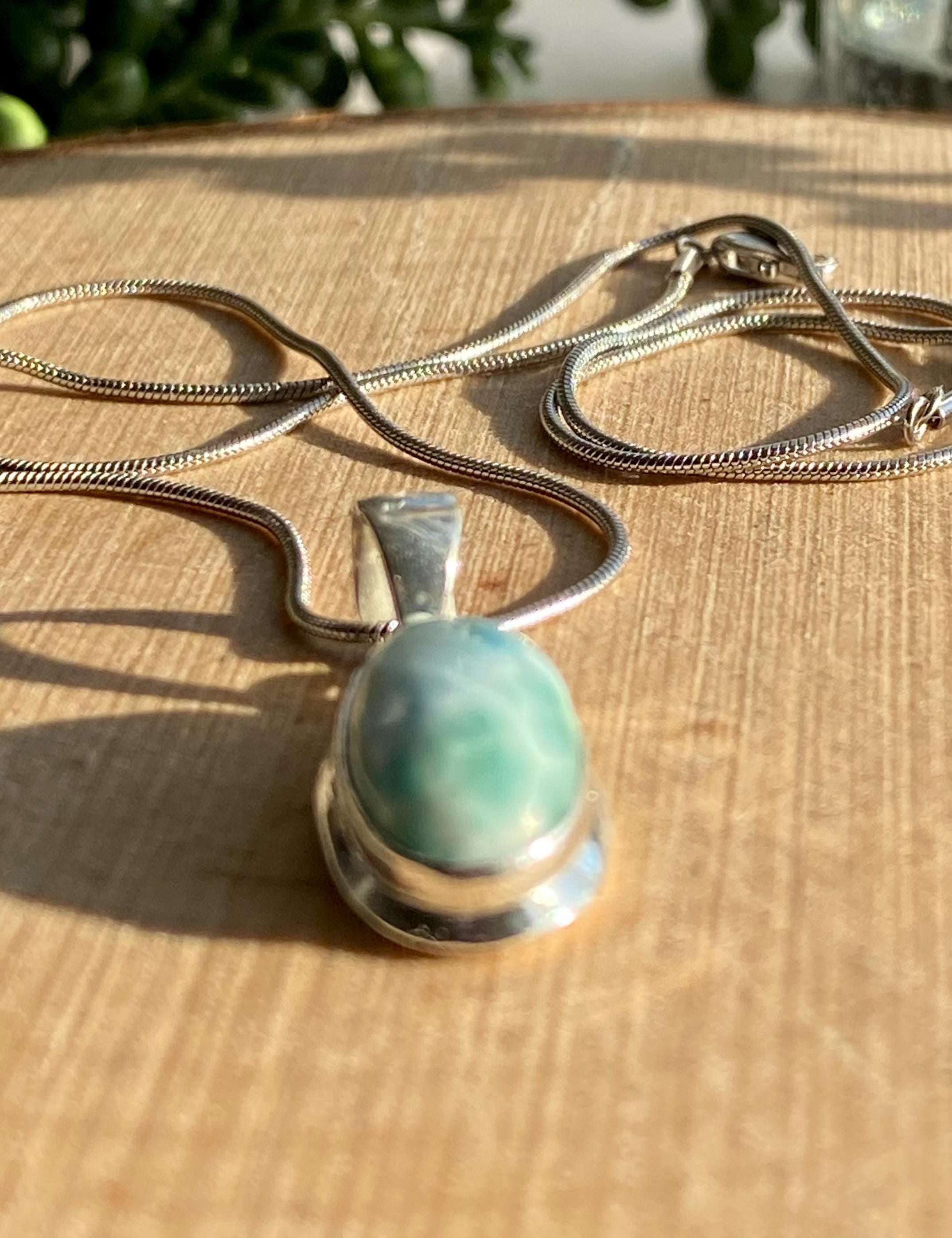 Dominican Larimar Sterling Silver Pendant